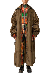 Cyber long unisex down jacket with pockets - Khaki