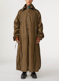 Cyber long unisex down jacket with pockets - Khaki