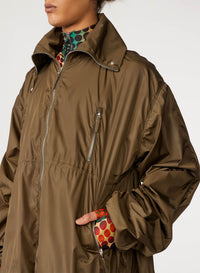 Cyber long unisex down jacket with pockets - Khaki
