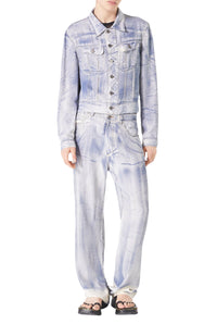 Veste à poches en soie - Ecru & Blue