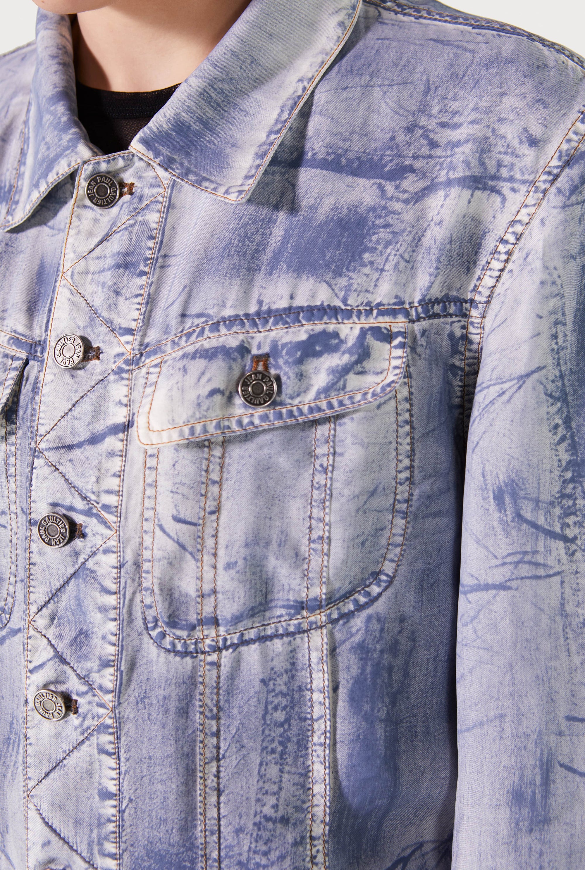 Veste à poches en soie - Ecru & Blue