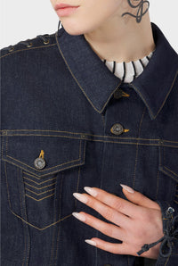 Veste Flower à lacets en denim - Indigo