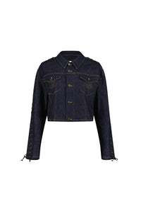 Veste Flower à lacets en denim - Indigo