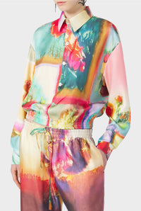 Chemise Flower imprimée en soie - Multicolor