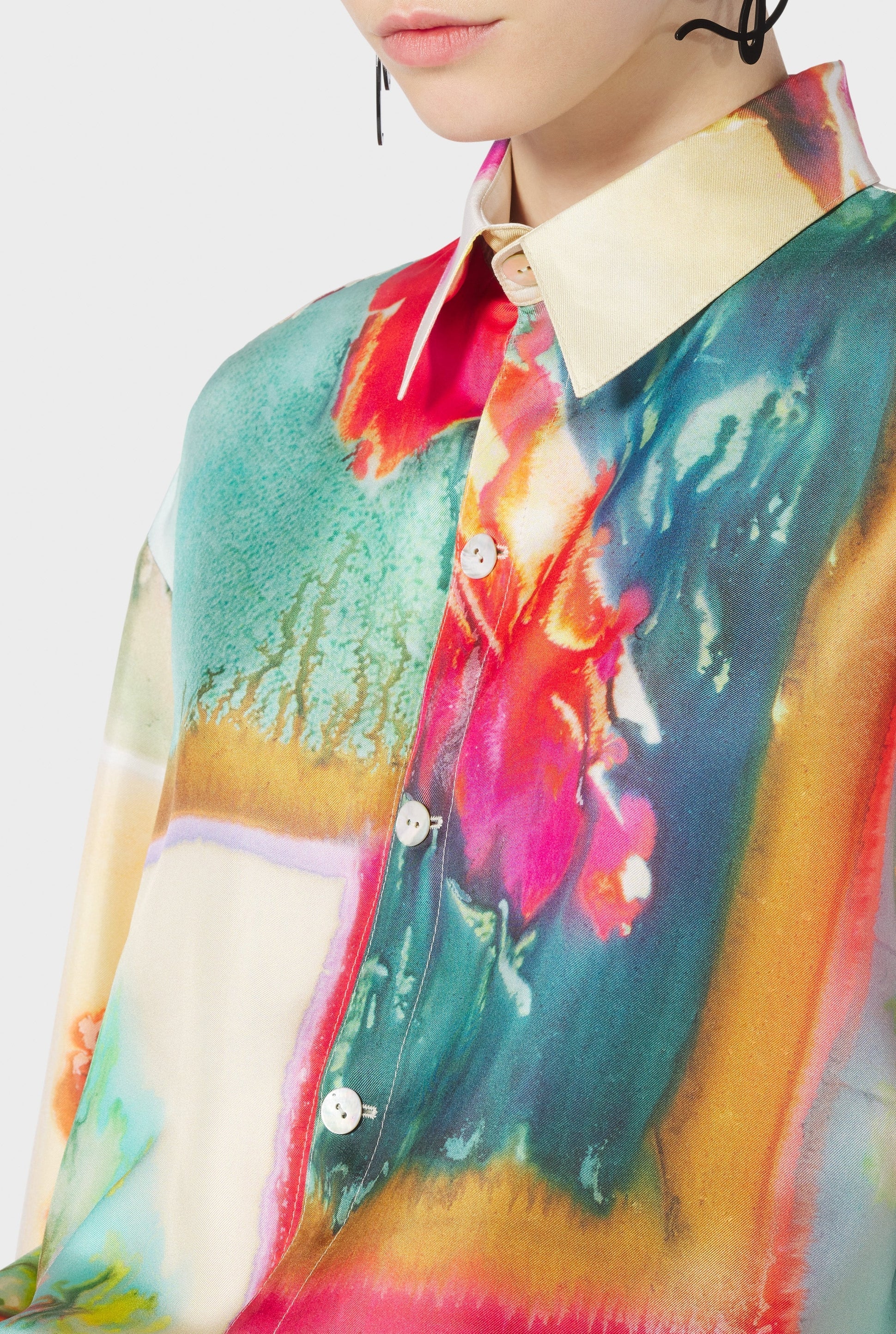 Chemise Flower imprimée en soie - Multicolor
