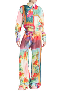 Chemise Flower imprimée en soie - Multicolor