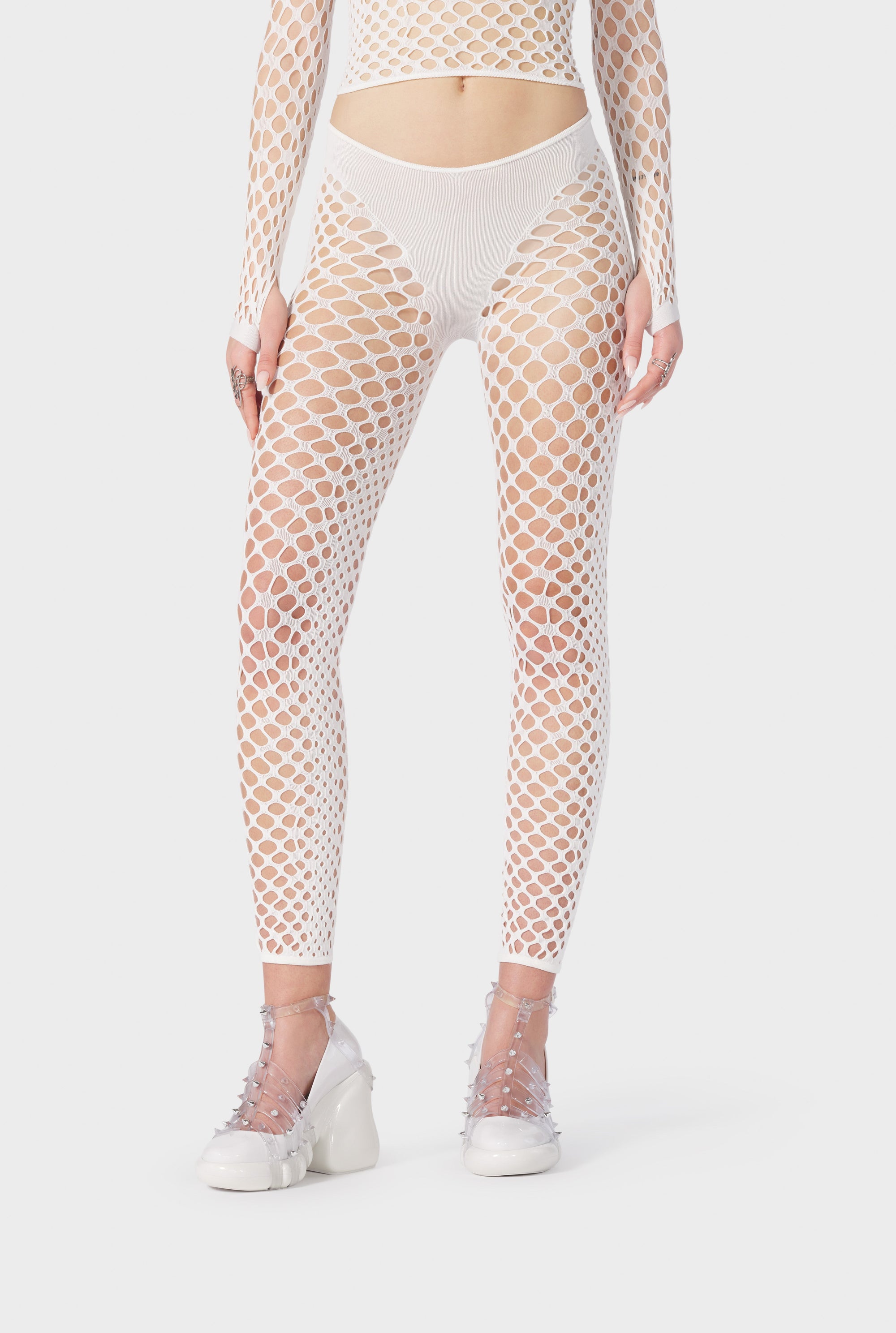 Legging Cyber en résille - Ecru