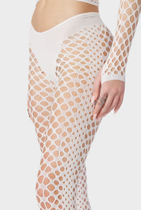 Legging Cyber en résille - Ecru
