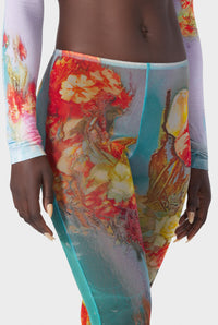 Collants Flower imprimés en tulle - Blue & Yellow