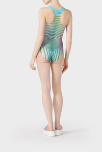 Maillot une pièce Flower imprimé - Blue & Purple