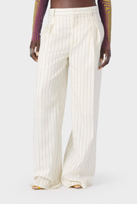 Pantalon Flower à lacets en laine - Écru & Brique