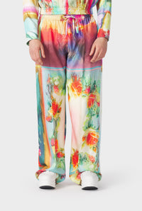 Pantalon Flower imprimé en soie - Multicolor