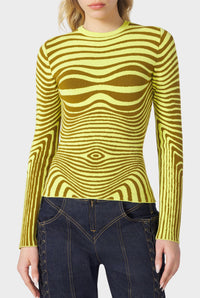 Top Flower à rayures - Khaki & Lime