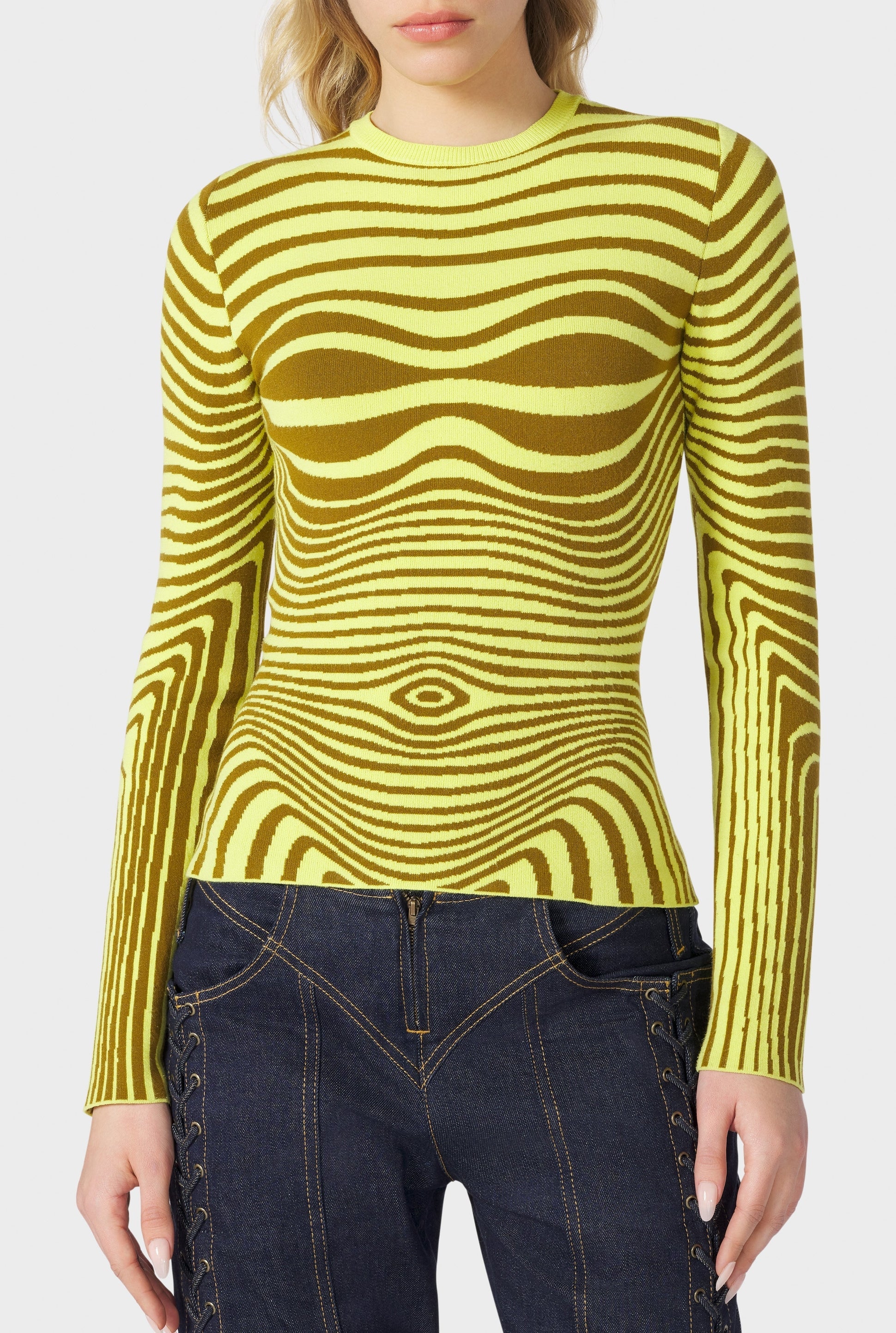 Top Flower à rayures - Khaki & Lime
