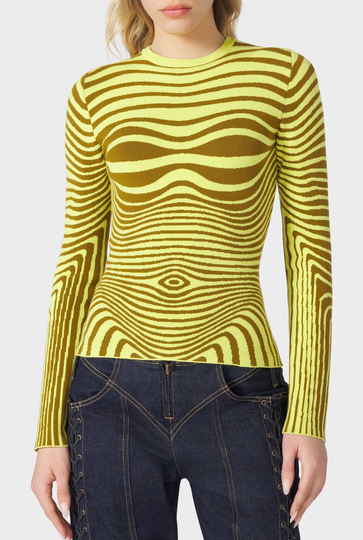 Top Flower à rayures - Khaki & Lime