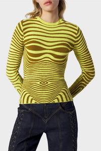 Top Flower à rayures - Khaki & Lime