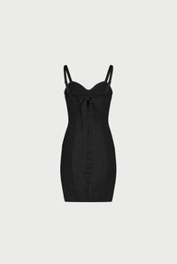 Robe courte Flower en satin - Black