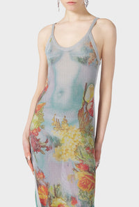 Robe asymétrique Flower imprimée - Silver & Multicolor