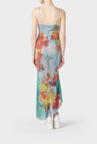 Robe asymétrique Flower imprimée - Silver & Multicolor