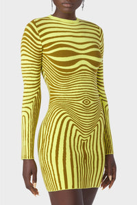Robe courte Flower imprimée - Khaki & Lime