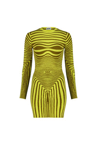 Robe courte Flower imprimée - Khaki & Lime