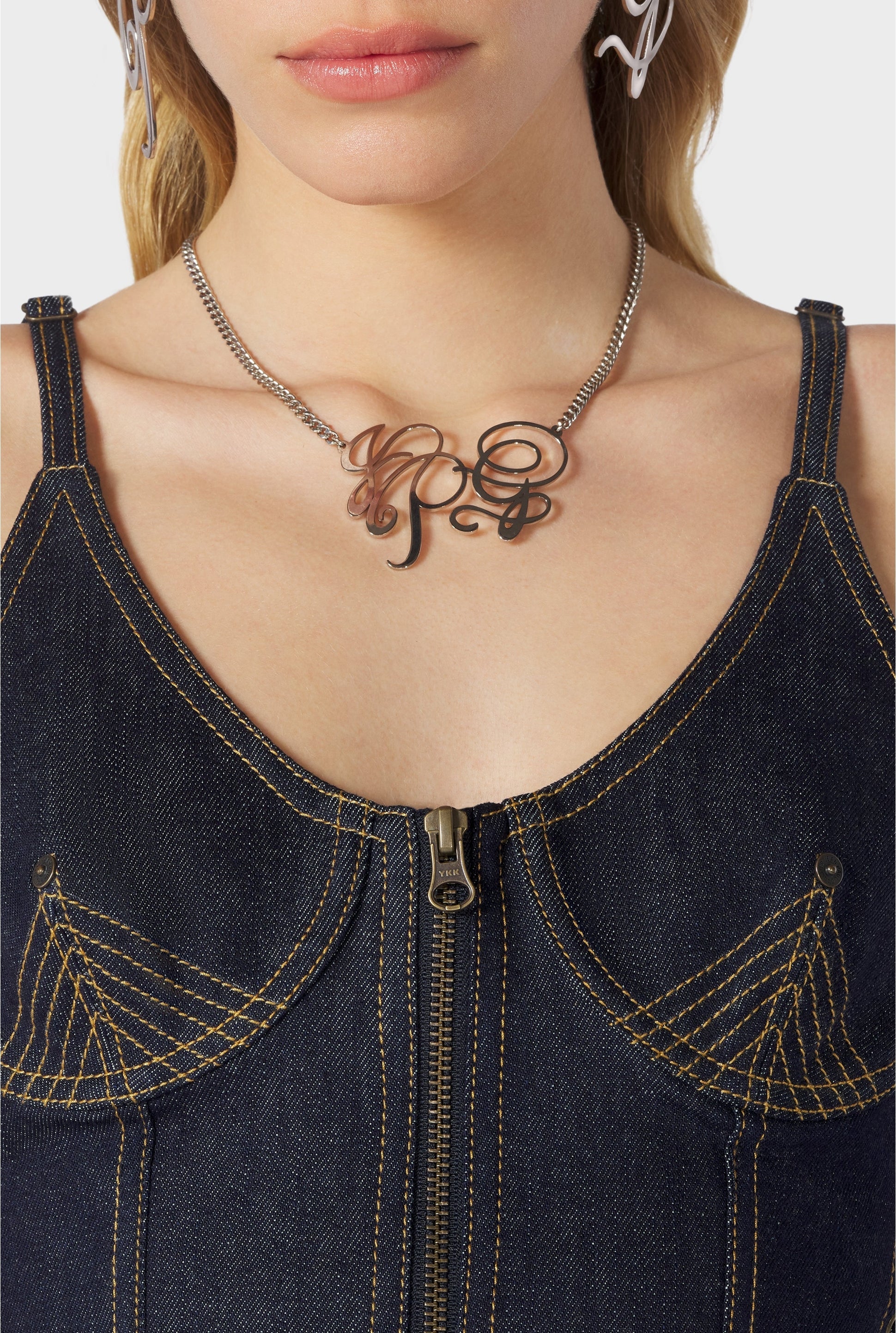 Top Flower à lacets en denim - Indigo