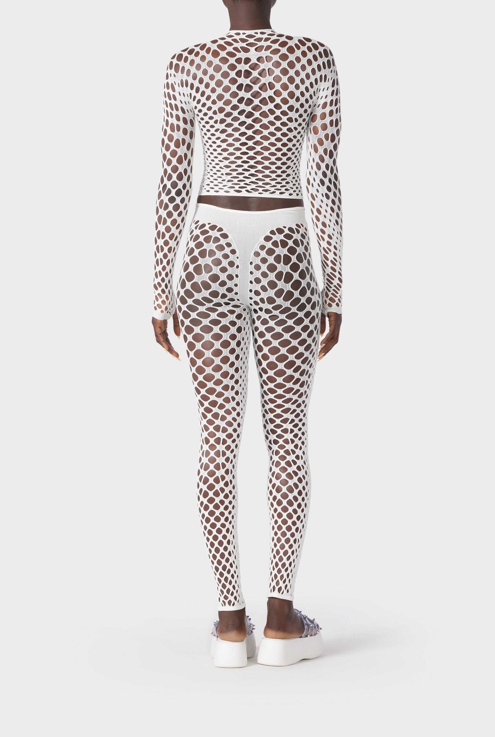 Legging Cyber en résille - Ecru