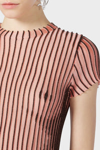 T-shirt Flower à rayures - Pink & Brown