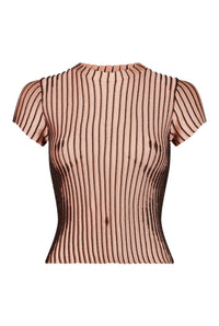 T-shirt Flower à rayures - Pink & Brown