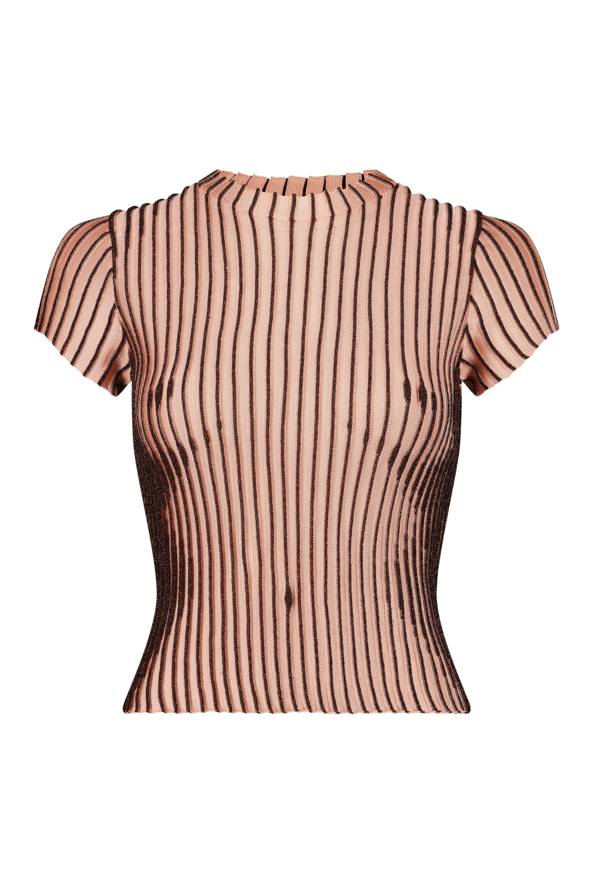 T-shirt Flower à rayures - Pink & Brown