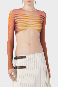 Top Flower imprimé en tulle - Red & Orange