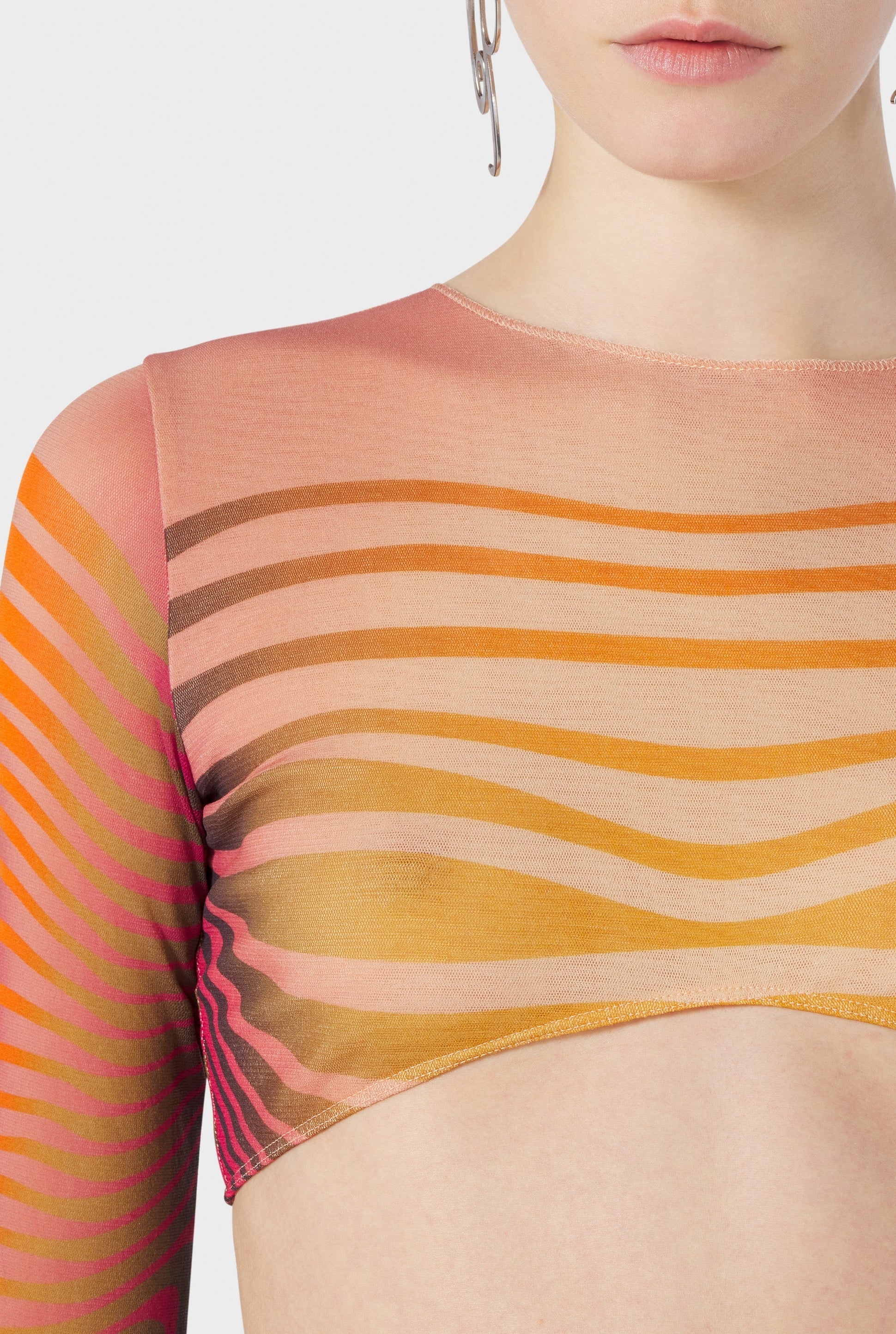 Top Flower imprimé en tulle - Red & Orange