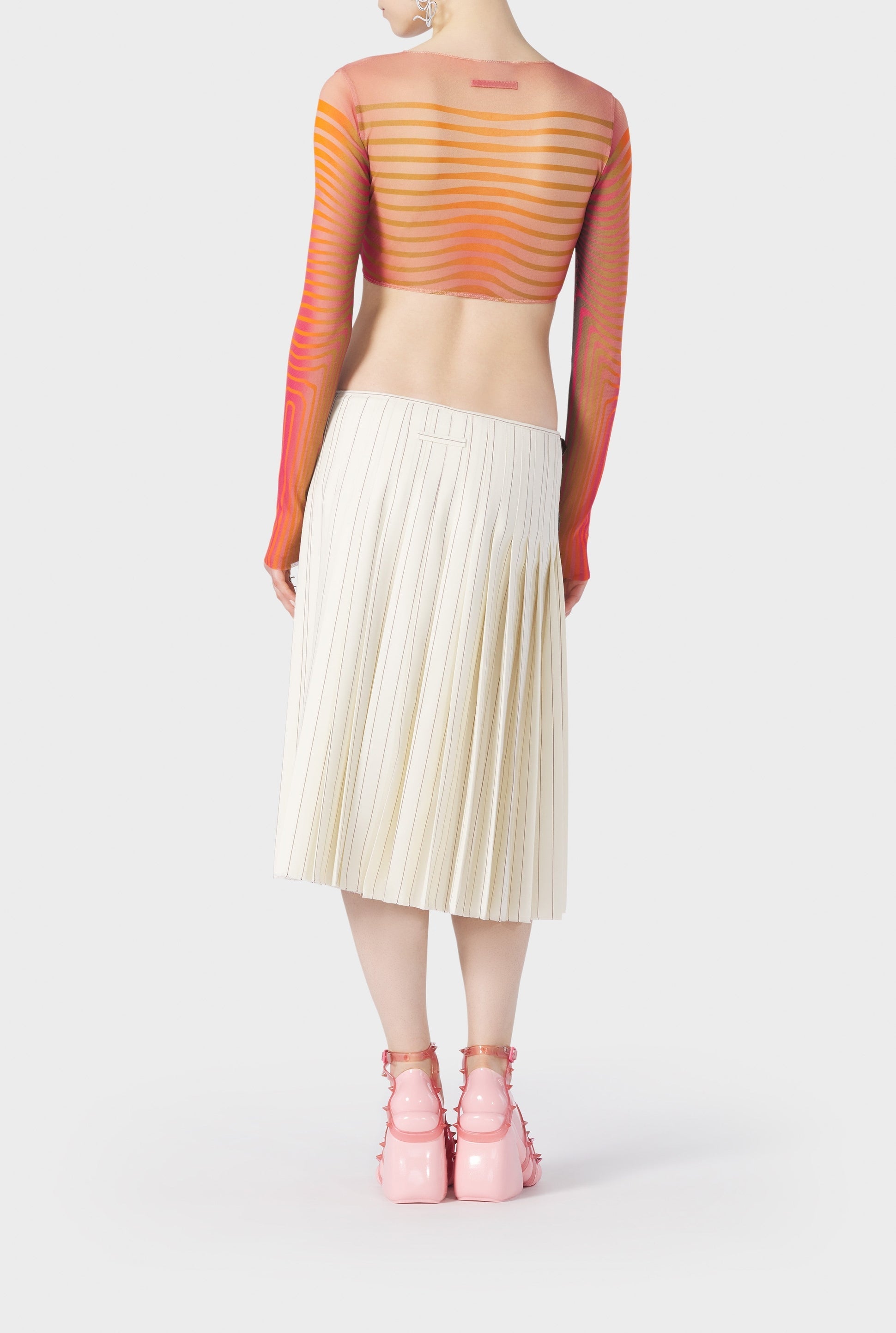 Top Flower imprimé en tulle - Red & Orange