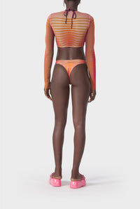 Top Flower imprimé en tulle - Red & Orange