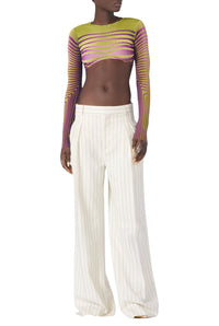 Top court Flower imprimé en tulle - Green & Purple