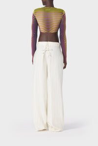 Top court Flower imprimé en tulle - Green & Purple