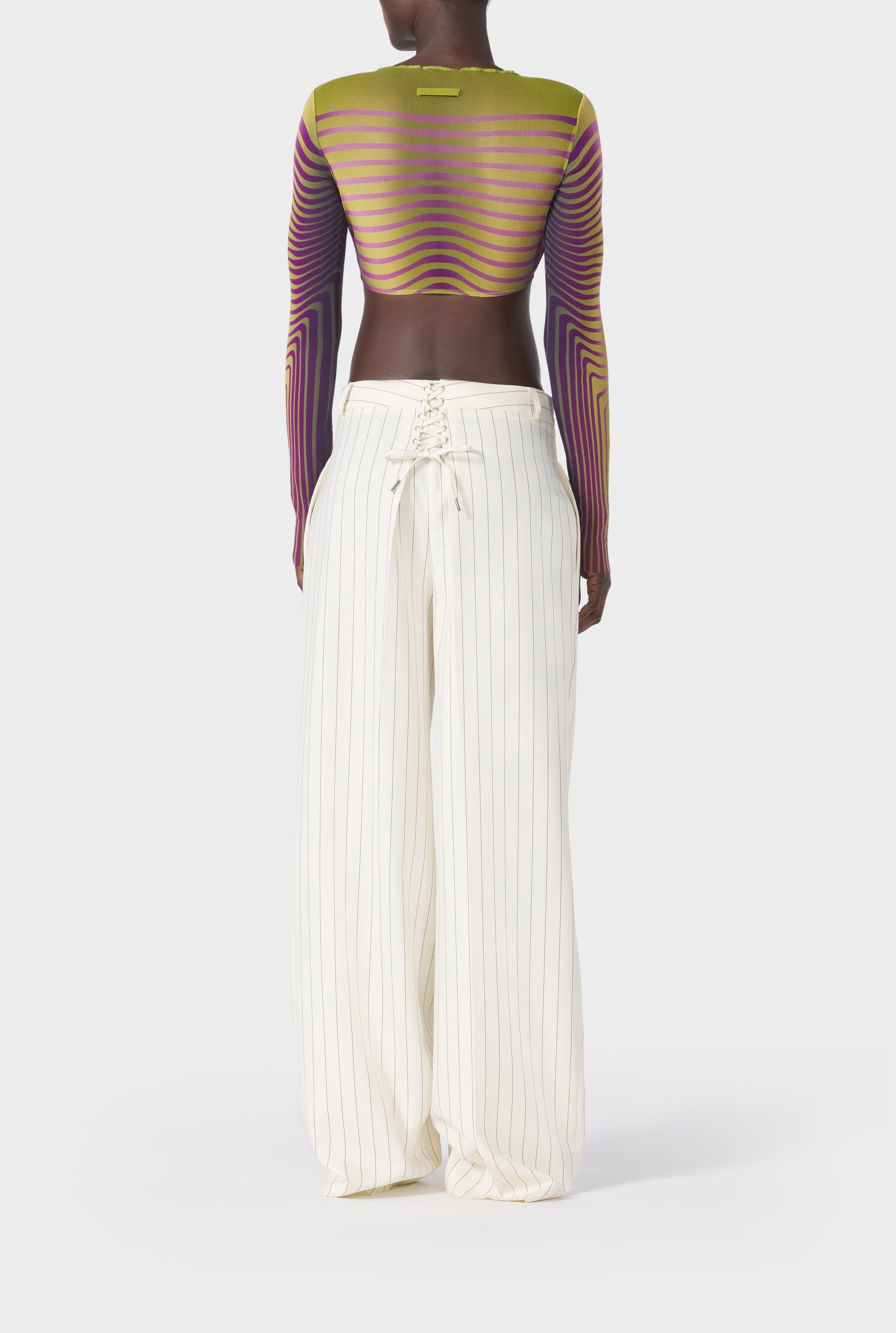 Top court Flower imprimé en tulle - Green & Purple