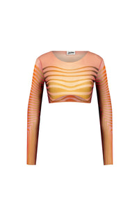 Top Flower imprimé en tulle - Red & Orange
