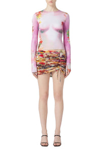 Flower printed top - Pink & Yellow