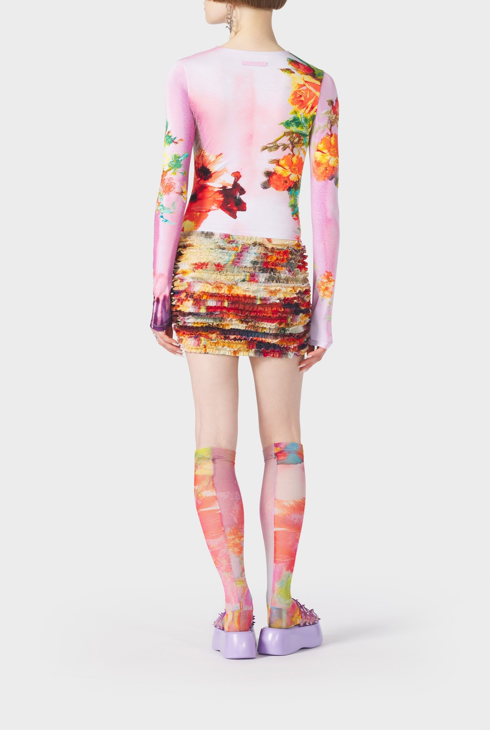 Flower printed top - Pink & Yellow