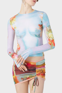 Top Flower imprimé - Blue & Yellow
