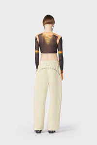 Top court Flower imprimé en tulle - Beige & Black