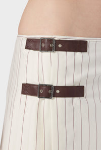 Jupe kilt Flower en laine - Ecru & Brique