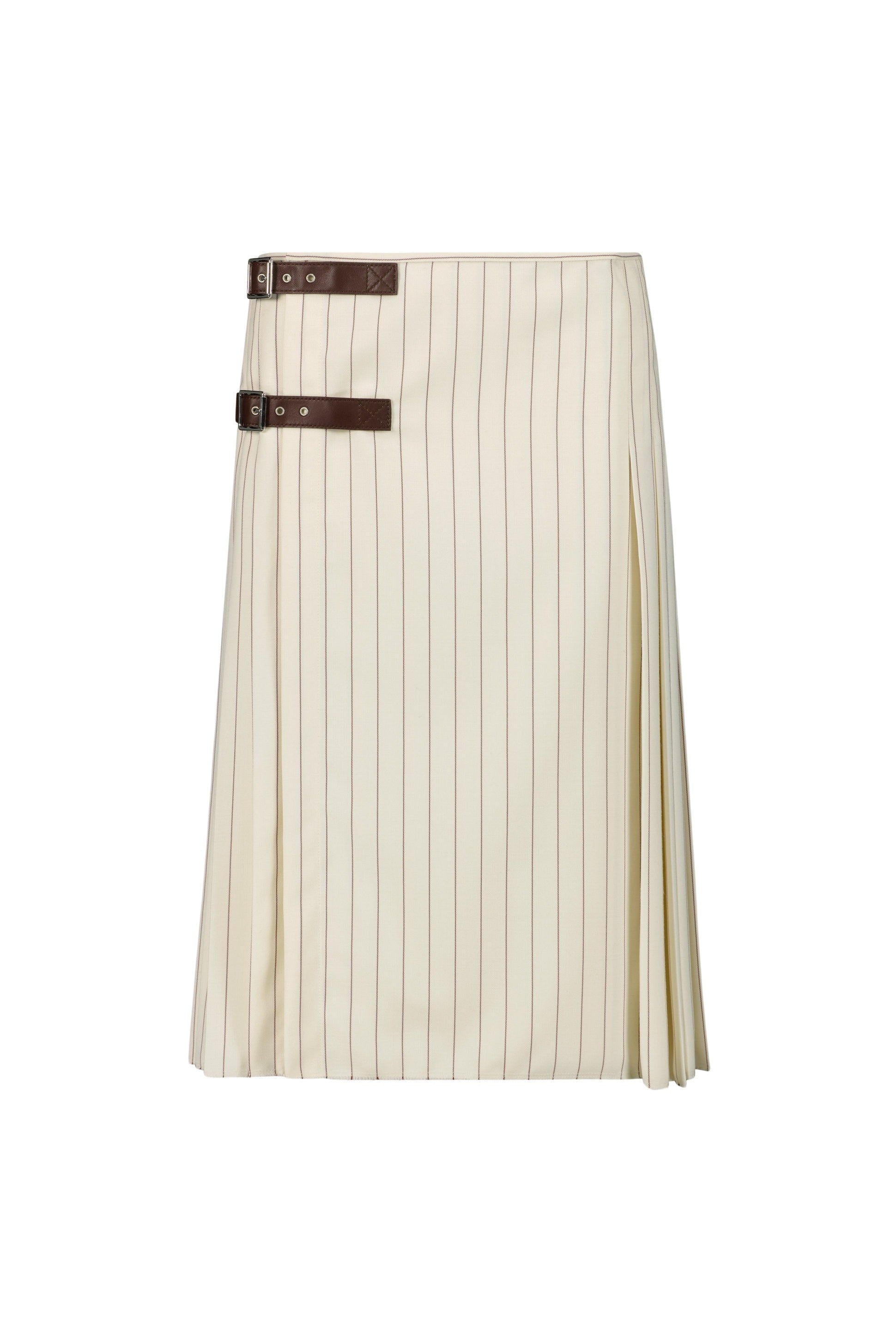 Jupe kilt Flower en laine - Ecru & Brique