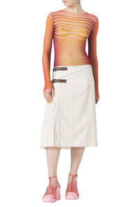 Top Flower imprimé en tulle - Red & Orange