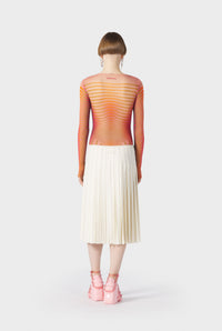 Top Flower imprimé en tulle - Red & Orange