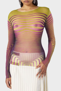 Top unisexe Flower imprimé en tulle - Green & Purple