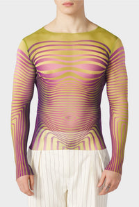 Top unisexe Flower imprimé en tulle - Green & Purple