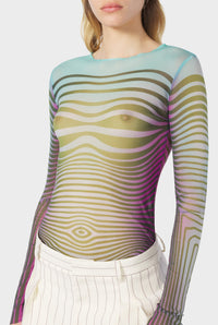 Top Flower imprimé en tulle - Blue & Purple