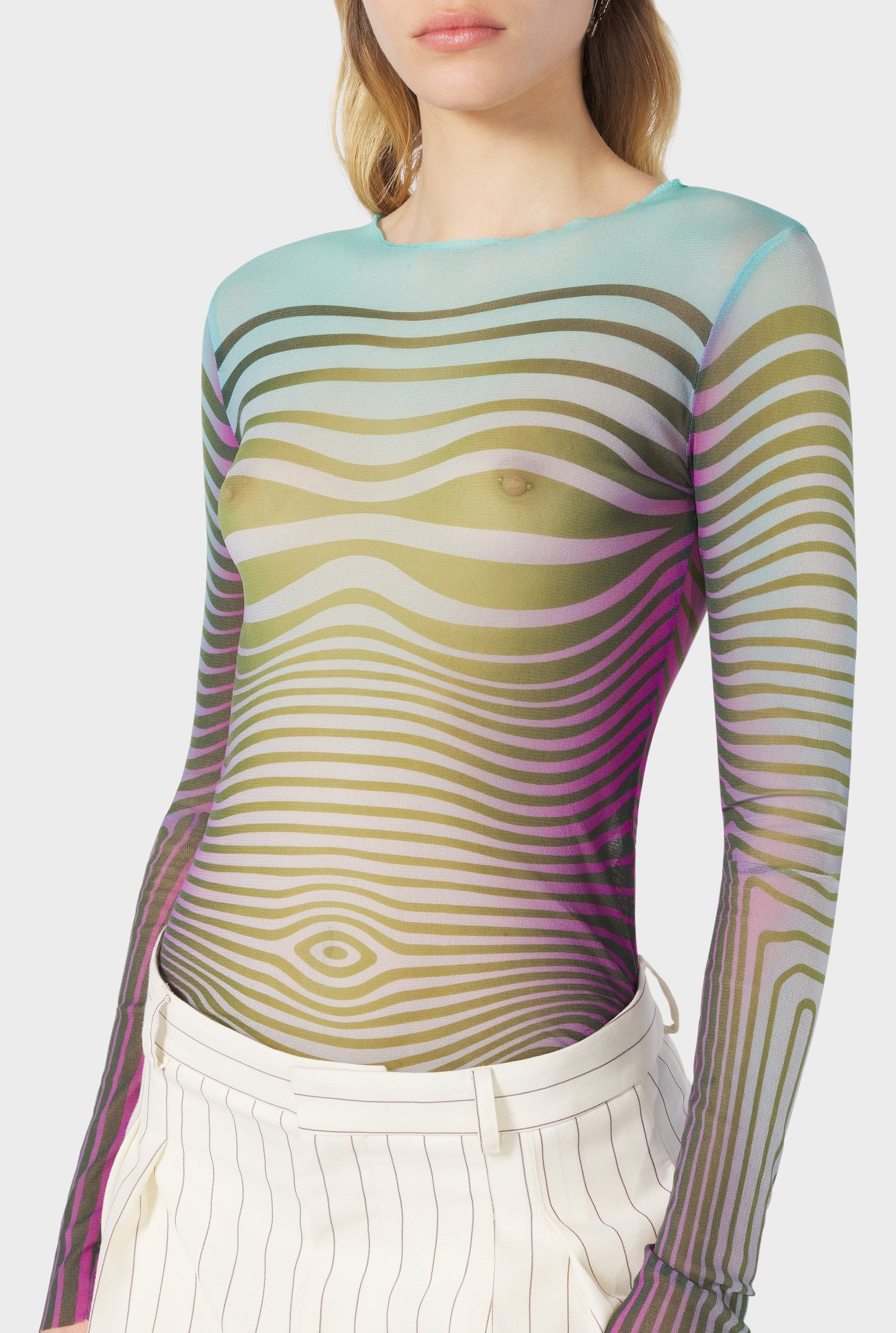 Top Flower imprimé en tulle - Blue & Purple